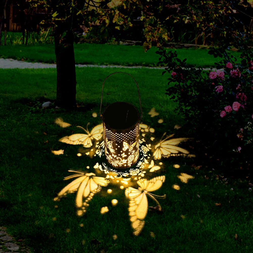 Outdoor Solar Iron Butterfly Projector Lamp